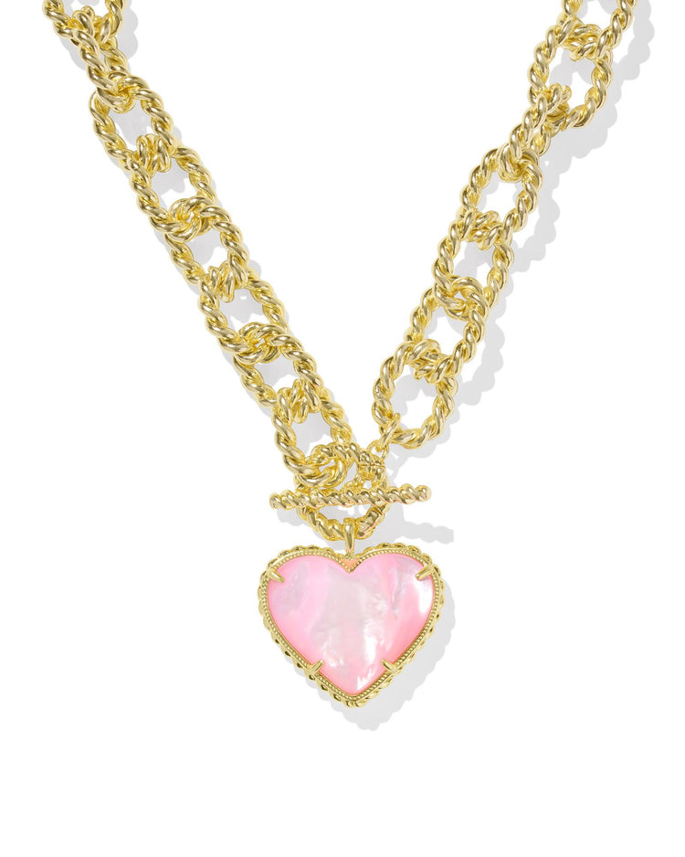 Haisley Heart Statement Necklace Gold - Blush Ivory Mother Of Pearl