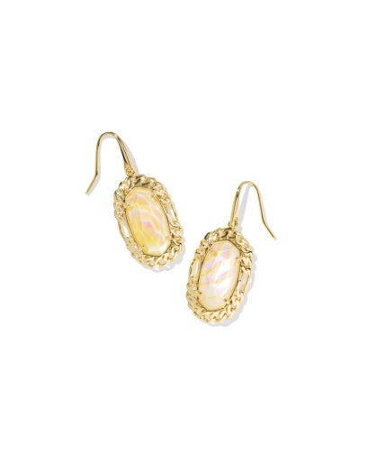 Dani Figaro Frame Drop Earrings Gold Iridescent Abalone - Southern Belle Boutique