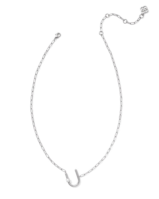 Pearl Initial U Short Pendant Necklace - Silver - Southern Belle Boutique