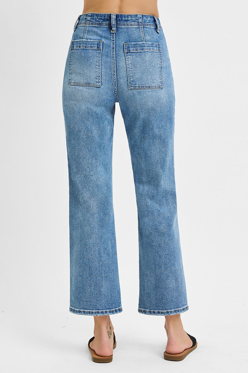 High Rise Ankle Flare Patch Pocket Pants - Medium - Southern Belle Boutique