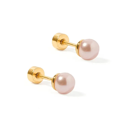 Screwback Stud Earrings - Payton Pearl Pink 5mm - Southern Belle Boutique