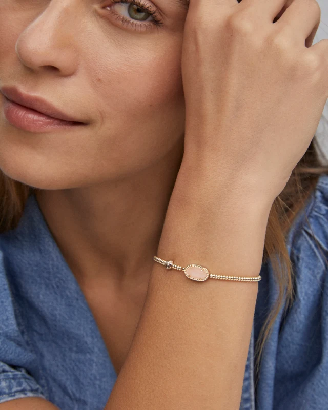 Grayson Gold Stretch Bracelet in Rose Quartz - Southern Belle Boutique