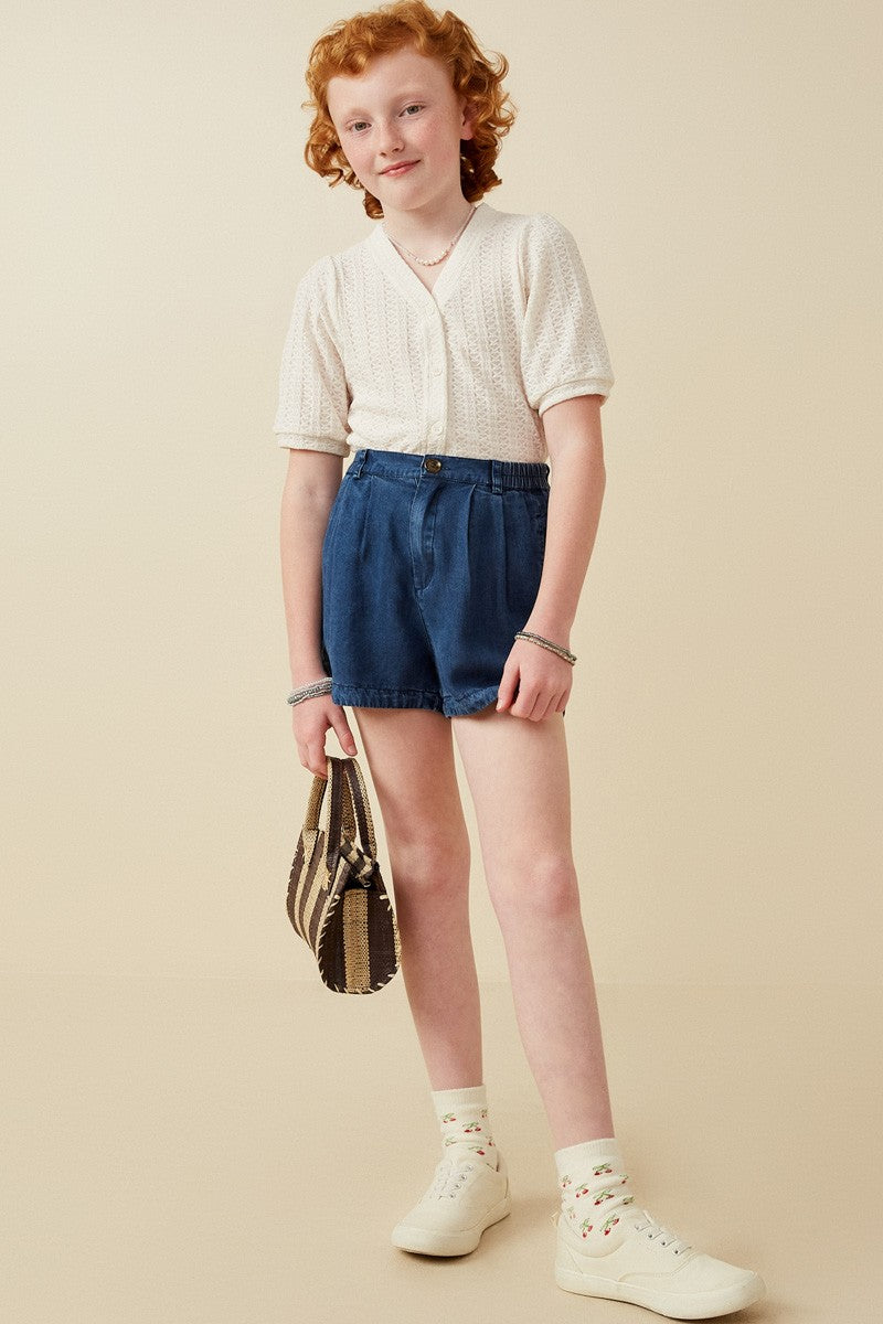 Girls Denim Tencel Dolphin Shorts