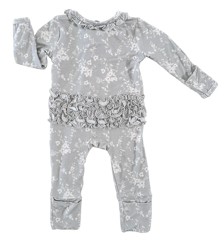 Harlow Ruffle Zip Footie - Southern Belle Boutique