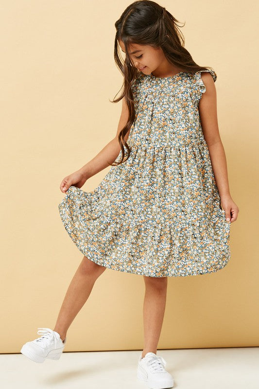 Ruffle Sleeve Tiered Floral Dress - Southern Belle Boutique