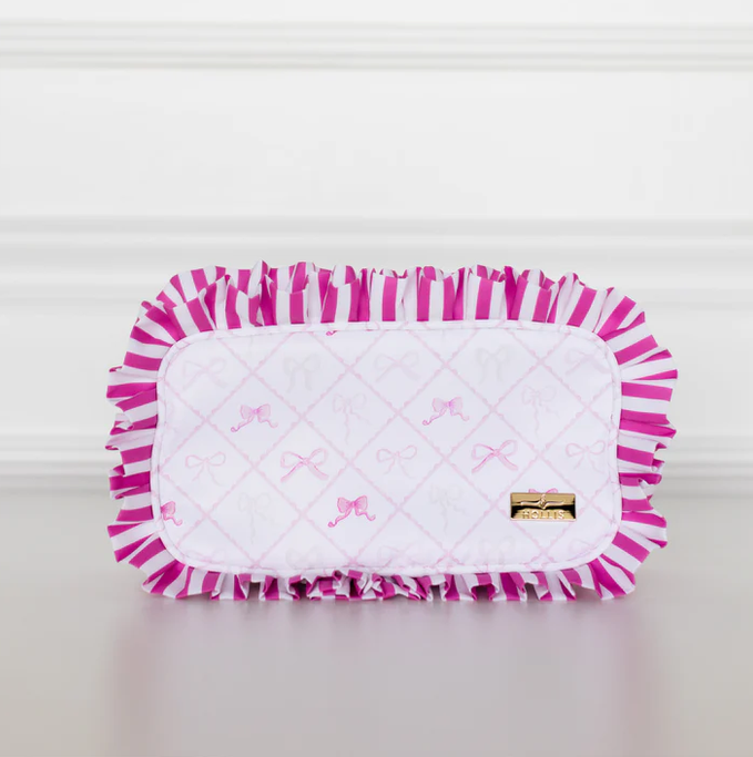 Goldie Girl Bows Ruffled Nylon Medium Pouch