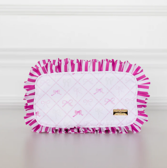Goldie Girl Bows Ruffled Nylon Medium Pouch - Southern Belle Boutique