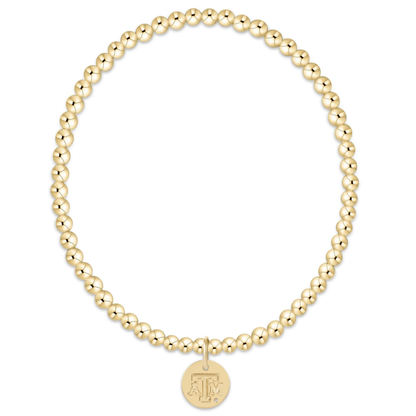 Classic Gold 3mm Bracelet - Texas A&M Disc (EXTENDS) - Southern Belle Boutique