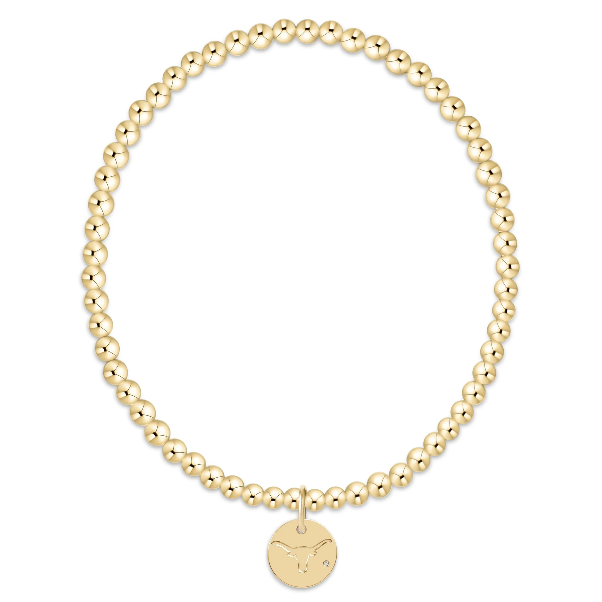 Classic Gold 3MM Bracelet - UT Austin Disc - Southern Belle Boutique