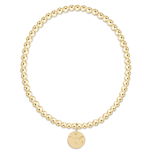 Classic Gold 3MM Bracelet - UT Austin Disc - Southern Belle Boutique
