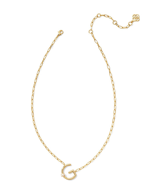 Pearl Letter G Short Pendant Necklace - Gold