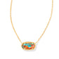 Elisa Short Pendant Necklace Gold Bronze Veined Turquoise Magnesite Red Oyster - Southern Belle Boutique