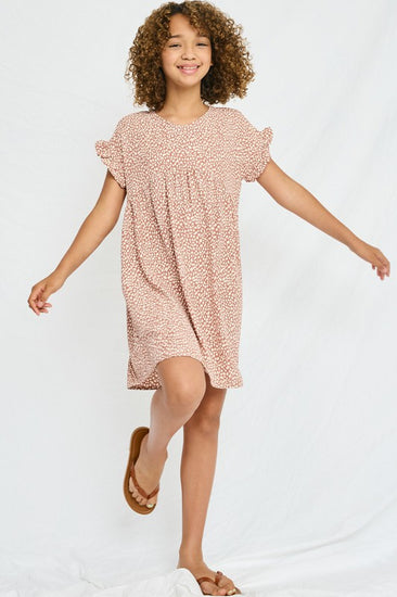 Girls Dotted V Neck Gathered Tunic - Southern Belle Boutique
