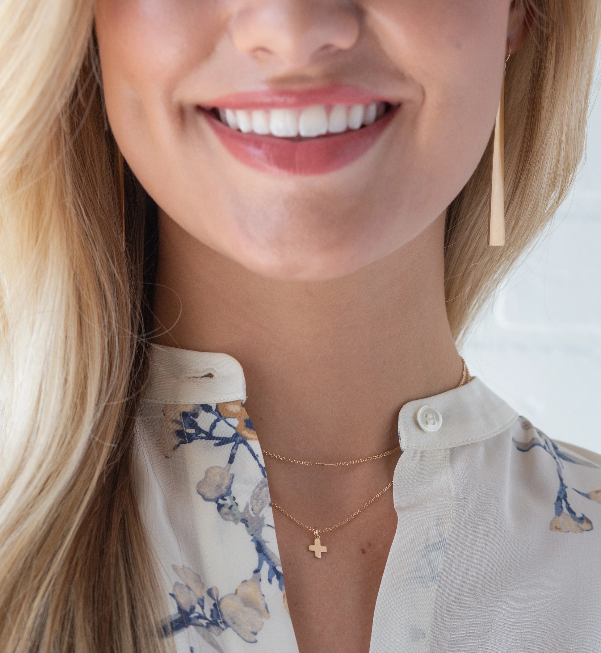 16" Necklace Gold - Signature Cross Gold Charm - Southern Belle Boutique