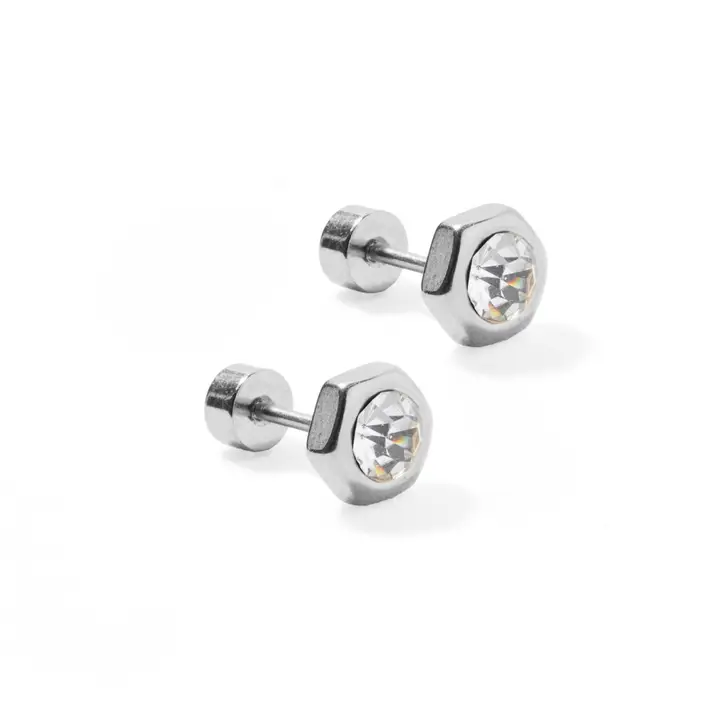 Screwback Stud Earrings - Addison Clear Silver - Southern Belle Boutique