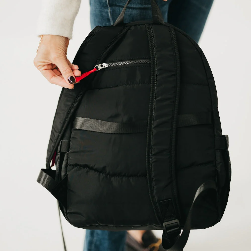 Go-To Organized Puffer Nylon Backpack - Black - Southern Belle Boutique