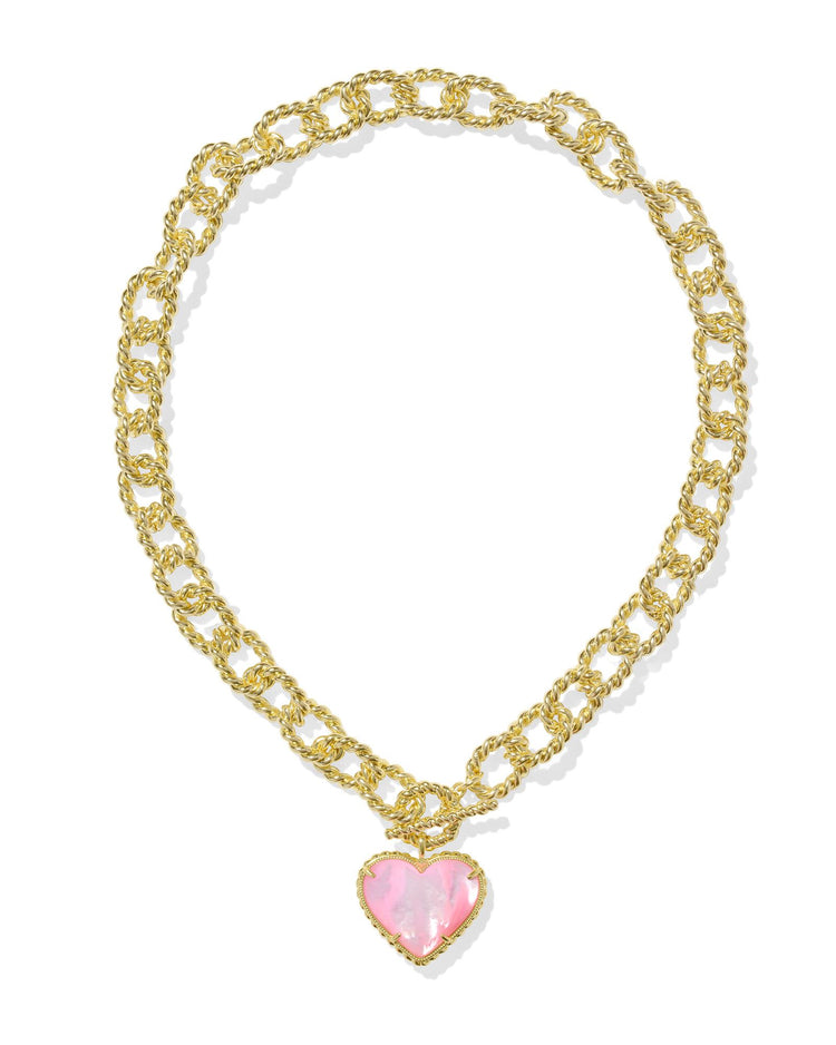 Haisley Heart Statement Necklace Gold - Blush Ivory Mother Of Pearl