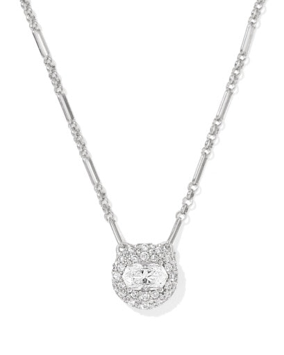 Bella Short Pendant Necklace Silver White Cz