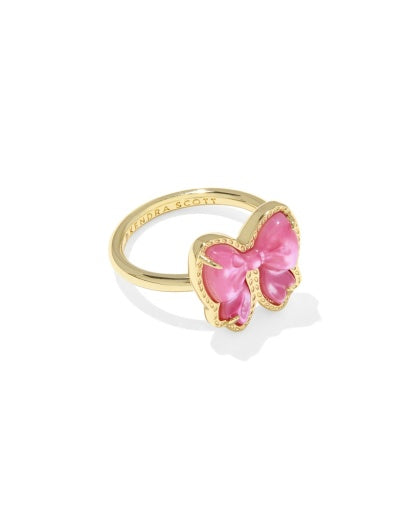 Haley Bow Band Ring - Gold Rose Violet Mother of Pearl -