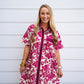 Burgundy Cream Floral Dress