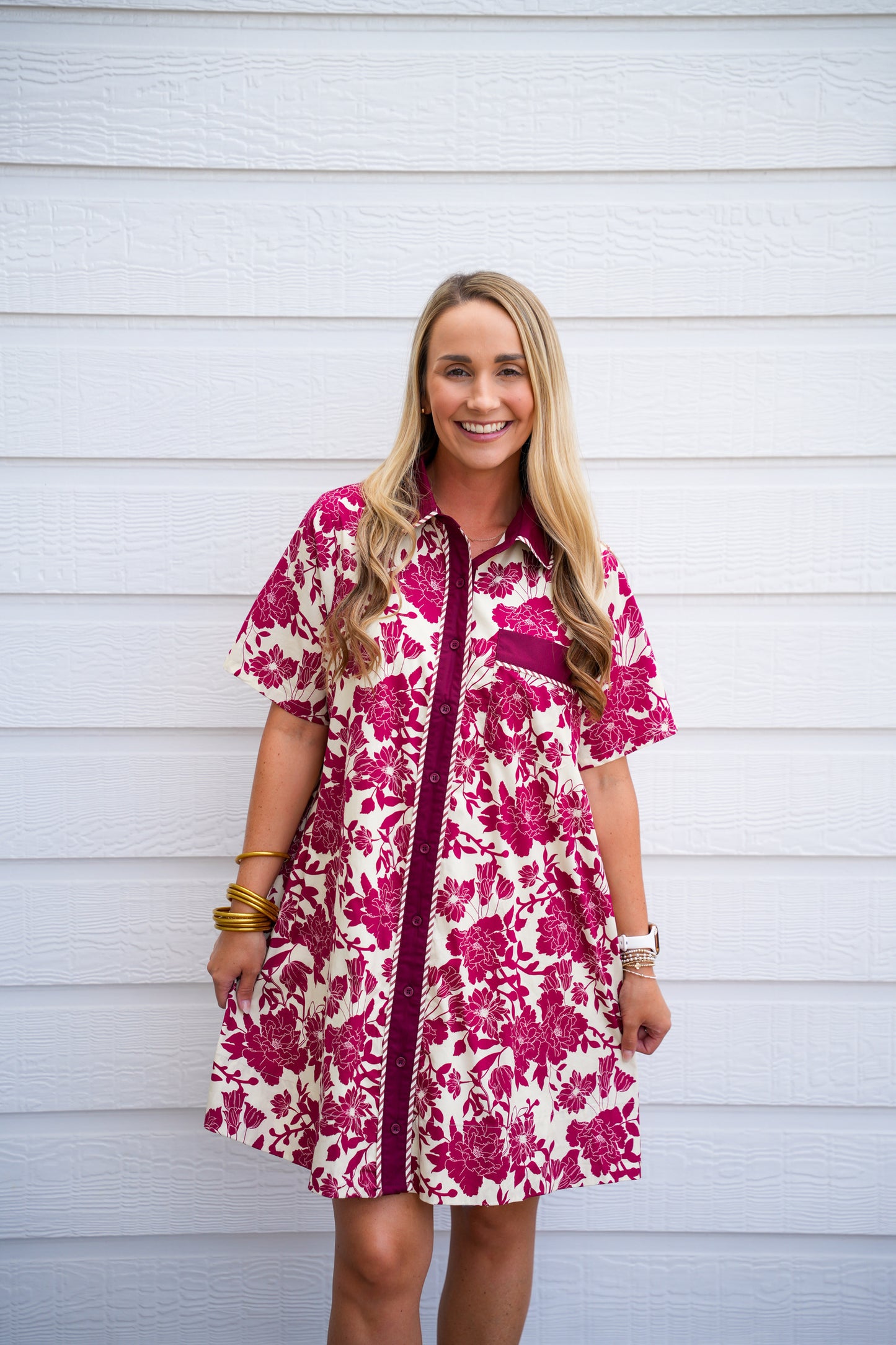 Burgundy Cream Floral Dress