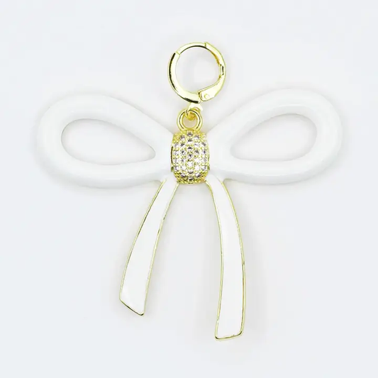 Oversized Bow Charm - White - Southern Belle Boutique