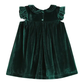 Green Velvet Flutter Sleeve Dress