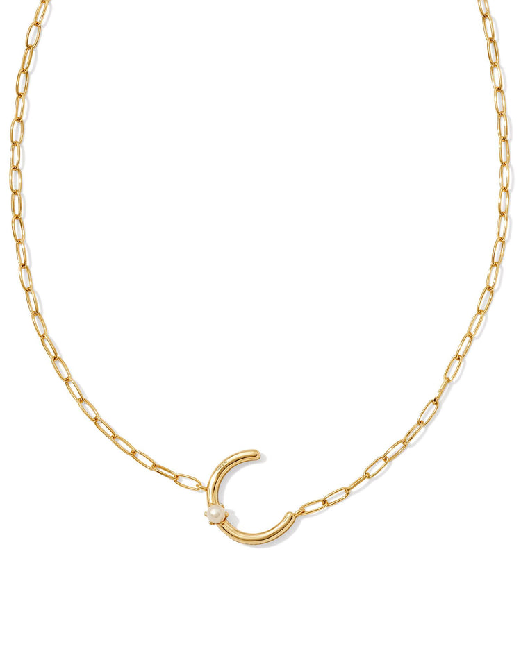 Pearl Letter C Short Pendant Necklace - Gold