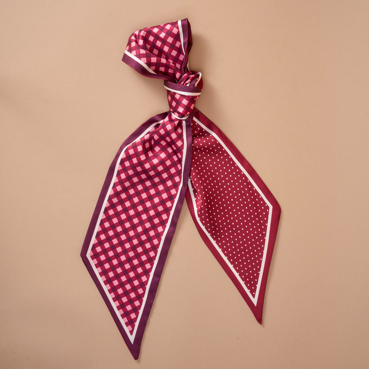 Twirl & Tie Scarf Accessory- Gingham Burgundy