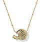 Football Helmet Short Pendant Necklace - Gold Ivory Mother Of Pearl - Southern Belle Boutique