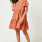 Mauve Polka Dot Button Detail Mini Dress