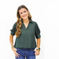 Forest Green Hi Lo Bubble Hem Blouse - Southern Belle Boutique