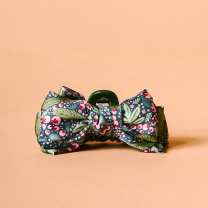 Jolly Sprig Mini Satin Bow Claw Clip - Southern Belle Boutique