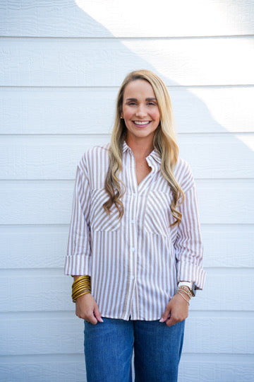 Time Will Tell Taupe Shirt