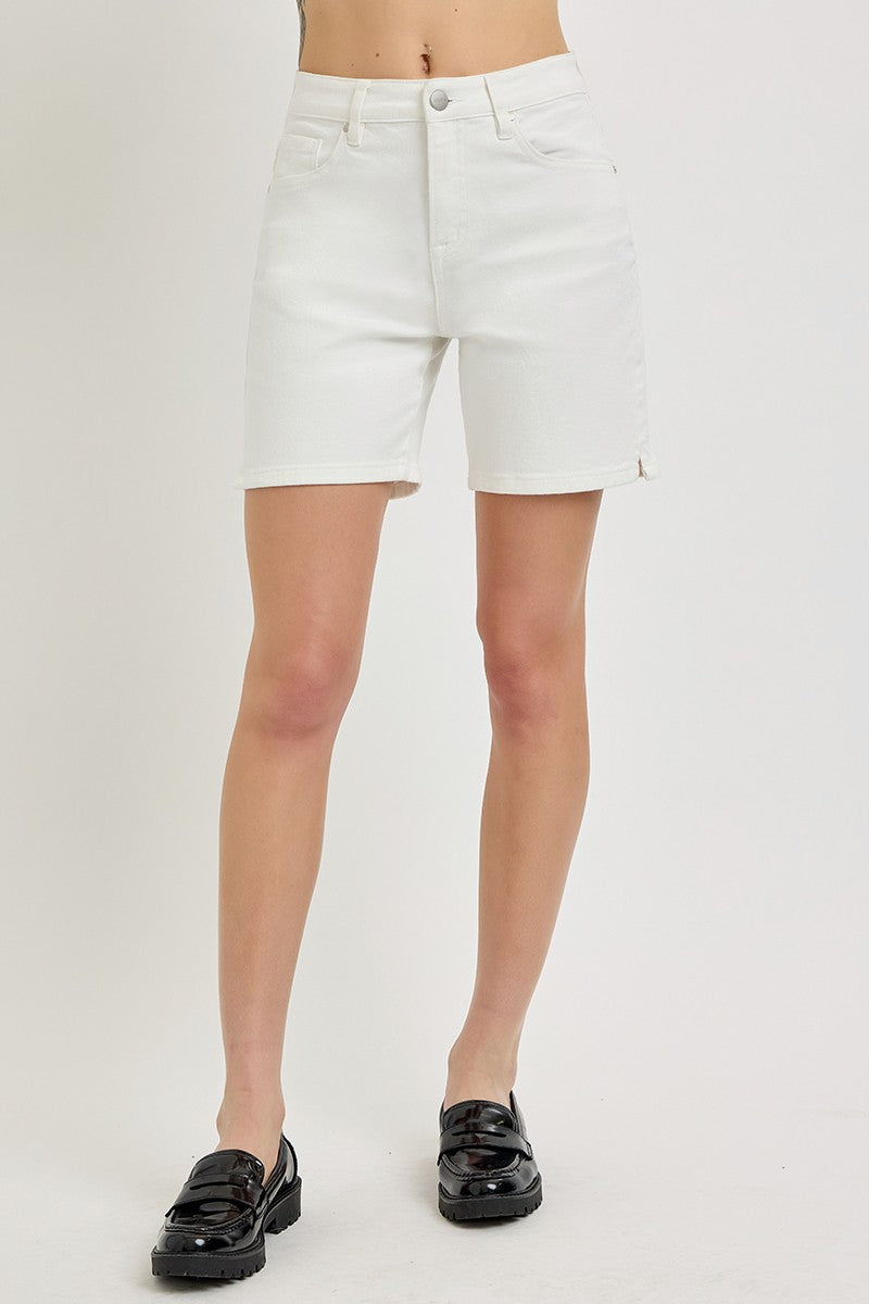 Tummy Control High Rise Shorts 6.5" - White - Southern Belle Boutique