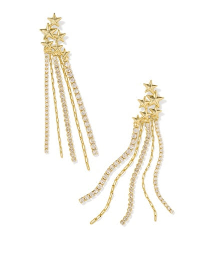 Cassidy Statement Earrings - Gold White Cz - Southern Belle Boutique