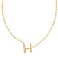 Pearl Initial H Short Pendant Necklace - Gold