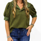 Olive Polka Dot Blouse - Southern Belle Boutique