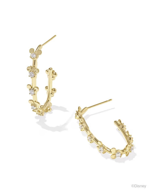 Disney - Kendra Scott Gold Mickey Mouse and Minnie Mouse Hoop Earrings in White CZ - Southern Belle Boutique