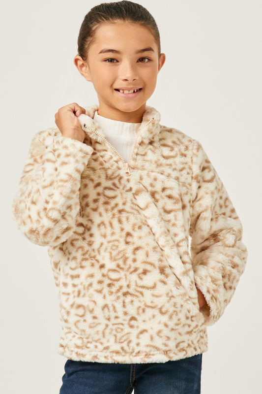 Leopard Print Fleece Pullover