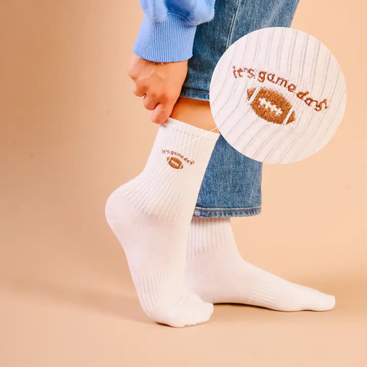 Embroidered Crew Socks-It's Game Day - Southern Belle Boutique