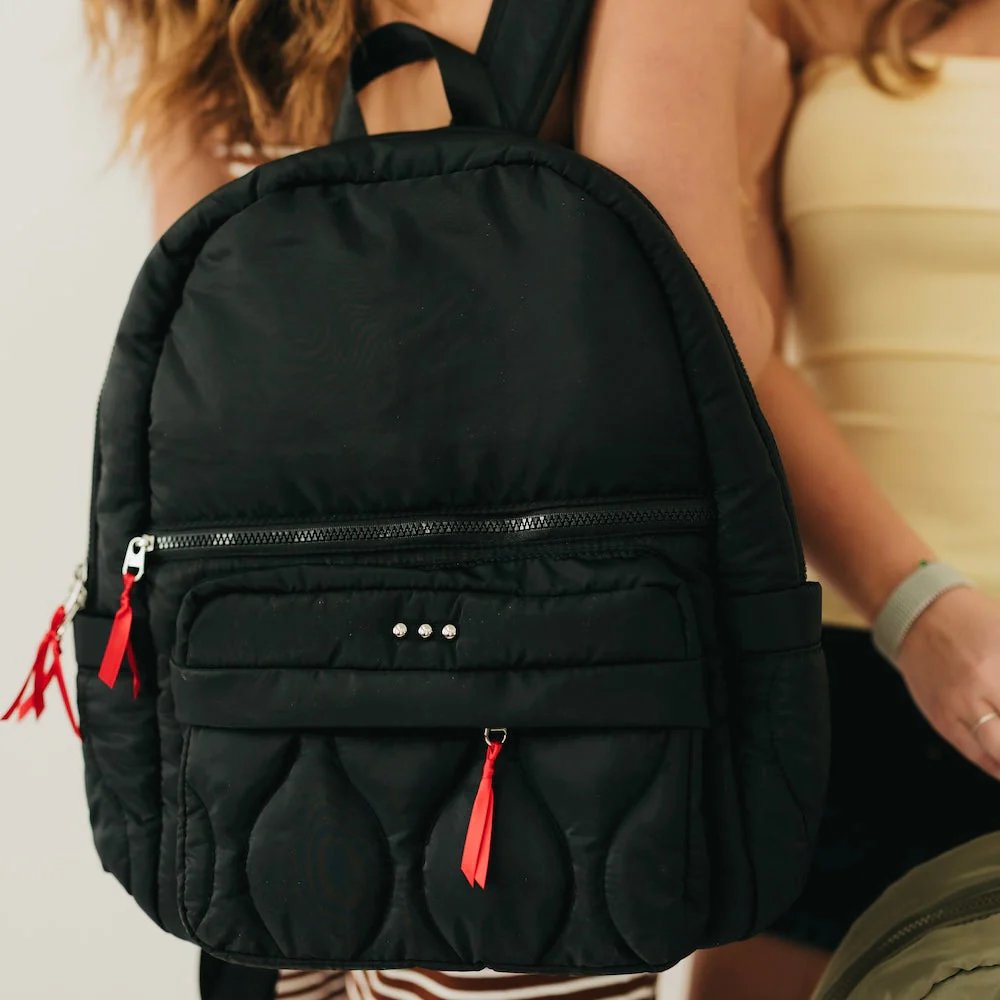 Go-To Organized Puffer Nylon Backpack - Black - Southern Belle Boutique