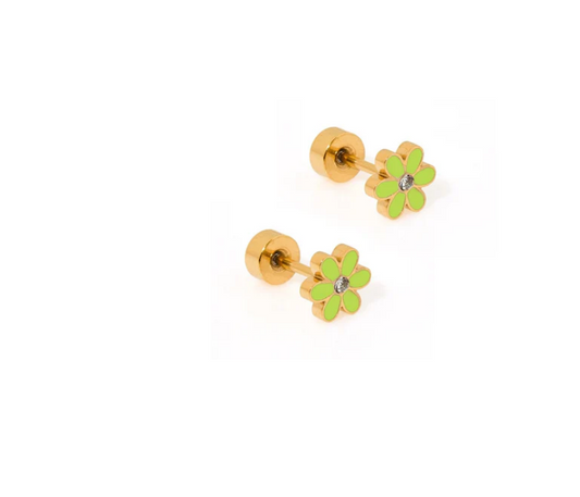 Screwback Stud Earrings - Alli Neon Green - Southern Belle Boutique