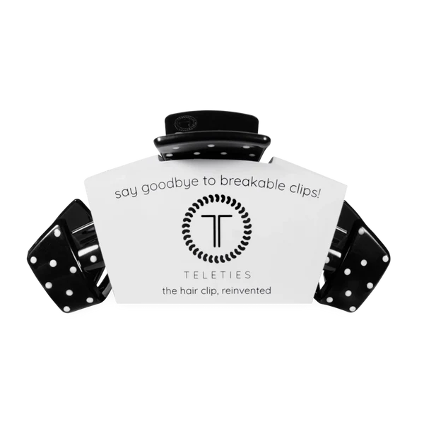 Classic Large Claw Clip - Black Polka Dot Party