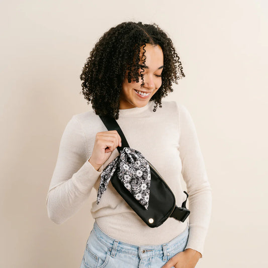 All You Need Belt Bag with Hair Scarf - Midnight Black - Southern Belle Boutique