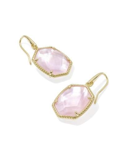 Daphne Frame Drop Earrings - Gold Light Pink Mother Of Pearl - Southern Belle Boutique