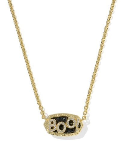 Elisa Boo Short Pendant Necklace - Gold Black Granite - Southern Belle Boutique
