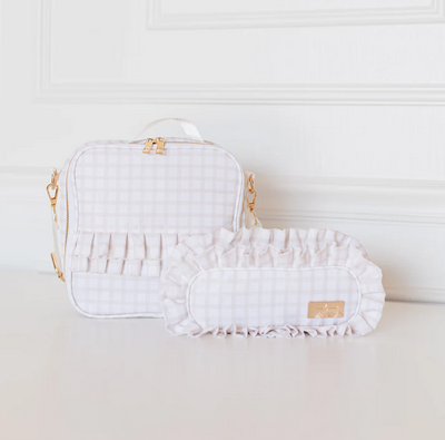 Plaid Ruffled Nylon Lunchbox - Nude - Southern Belle Boutique