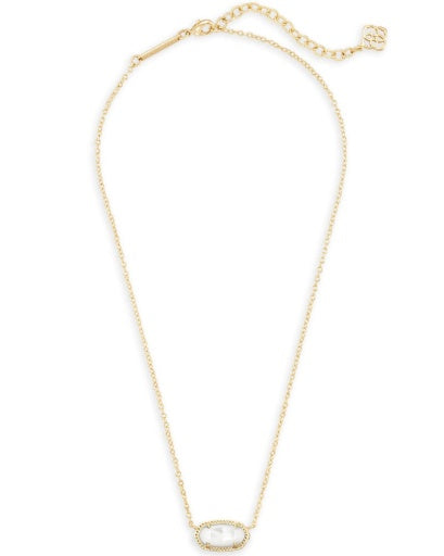 Elisa Short Pendant Necklace - Gold Ivory Mother Of Pearl - Southern Belle Boutique