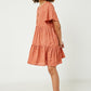 Mauve Polka Dot Button Detail Mini Dress